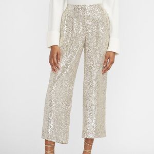 Express High Waisted Sequin Cropped Trouser Pant NWT
